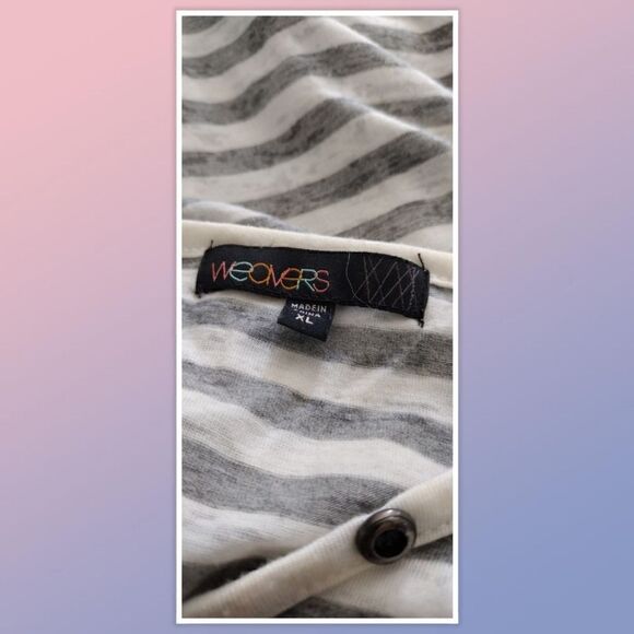 Weavers XL Soft 3/4 Sleeve White Sleeves Torso Is Grey And White Striped. - Picture 4 of 4